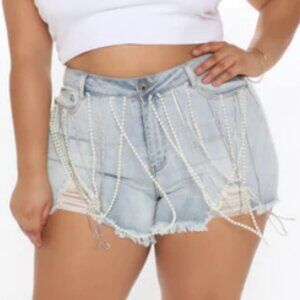 Material Girl World Embellished Denim Shorts